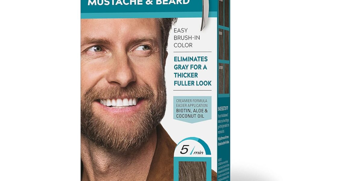 Just For Men Mustache & Beard, Beard Dye for Men with Brush Included for Easy Application, With Biotin Aloe and Coconut Oil for Healthy Facial Hair – Medium Brown, M-35, Pack of 1, $11.97