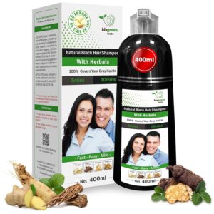 Ammonia-Free Herbal Hair Shampoo - Effectively Covers Gray Hair for Men and Women - Natural Color and Herbal Nourishment - No Stain on Skin - Natural Black (400 ml), $25.99