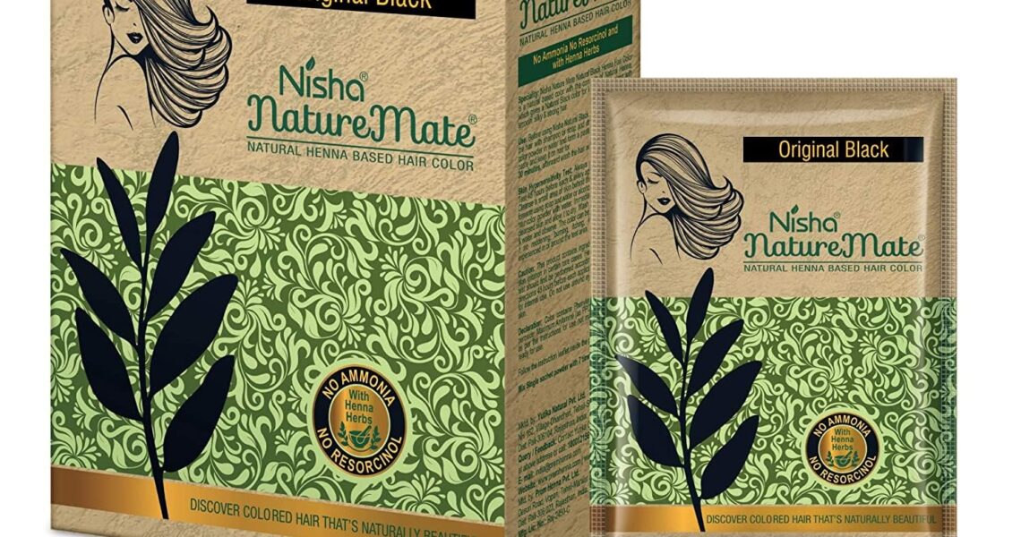 Nisha Naturemate Natural Henna Based Hair Color, Black Hair Dye, No Ammonia, Natural Black Hair Color For Gray Coverage, 6-in-1, 10gm Each Pouch, Box Pack, $8.99
