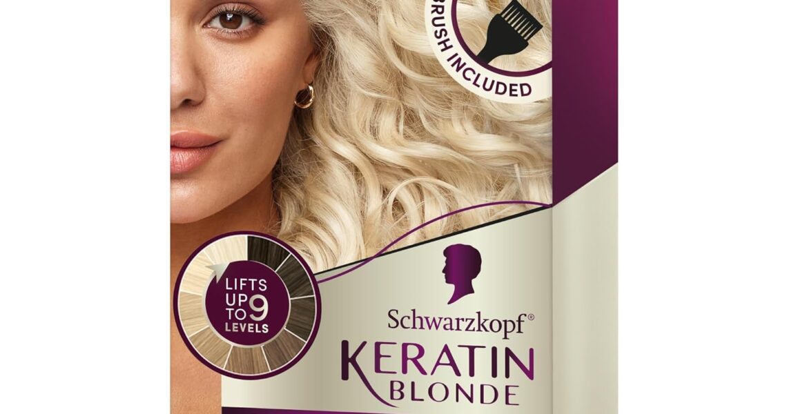 Schwarzkopf Keratin Blonde Hair Dye Platinum Blonde 001, Ultra Lightening Kit, 1 Application – Hair Bleach Enriched with Keratin, Lightens up to 9 Levels and Protects Hair from Breakage**, $11.97