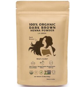 100% Organic USDA DARK BROWN Henna Powder For Hair Dye - Natural Hair Color, Best For Hair, Soft Shiny & Healthy Hair, No Chemical or Additive, Including application gloves & hair cap - 100g, $14.99