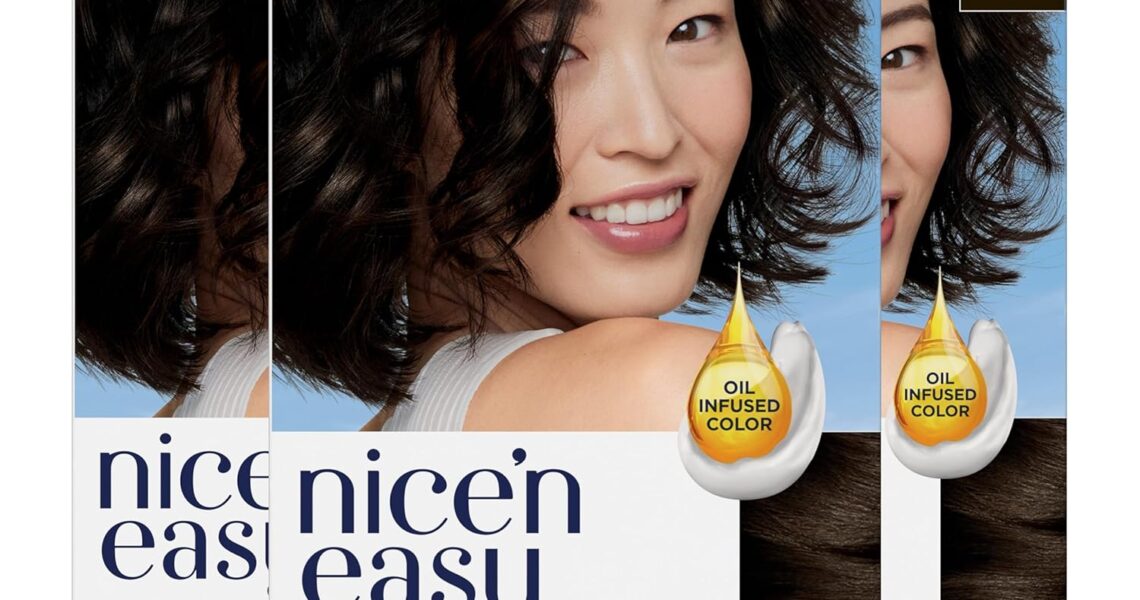 Clairol Nice’n Easy Permanent Hair Dye, 3 Brown Black Hair Color, Pack of 3, $25.47