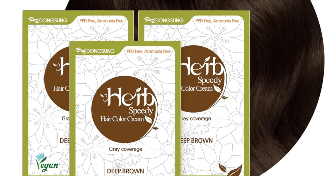 DONGSUNG Herb Speedy Color Cream (Deep Brown, 3 Pack), PPD-Free Ammonia-Free Vegan Hair Dye with Sun Protection, Odorless, Gentle for Sensitive Scalp, No Eye or Scalp Irritation, $39.99