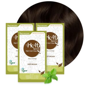 DONGSUNG Herb Speedy Color Cream (Deep Brown, 3 Pack), PPD-Free Ammonia-Free Vegan Hair Dye with Sun Protection, Odorless, Gentle for Sensitive Scalp, No Eye or Scalp Irritation, $39.99