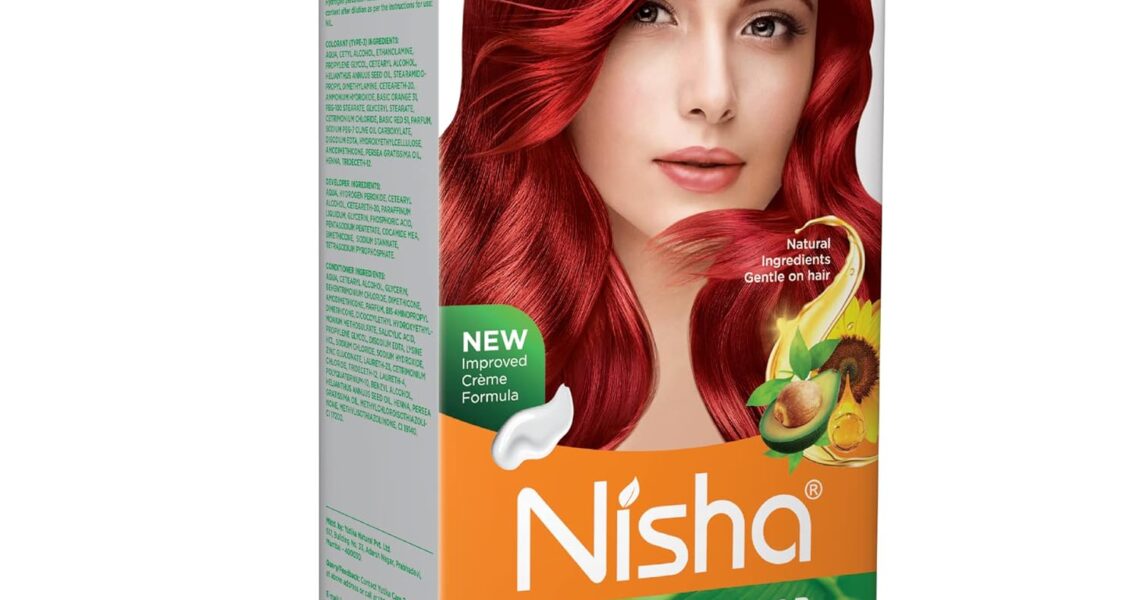 Nisha Creme Hair Color Permanent Hair Dye Color Kit With Improved Creme Formula for 100% Gray Coverage Hair Color Dye for Rich Bright Long lasting Hair Color (Flame Red, 4.05 Fl Oz), $8.99