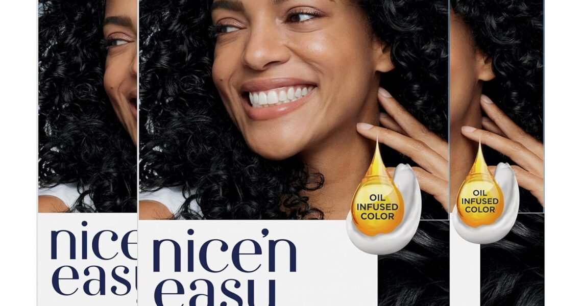 Clairol Nice’n Easy Permanent Hair Dye, 2 Black Hair Color, Pack of 3, $27.87