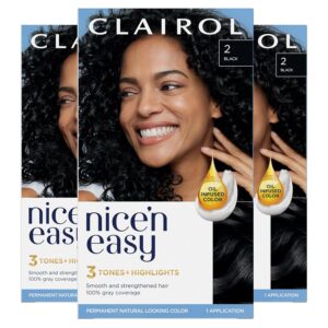 Clairol Nice'n Easy Permanent Hair Dye, 2 Black Hair Color, Pack of 3, $27.87