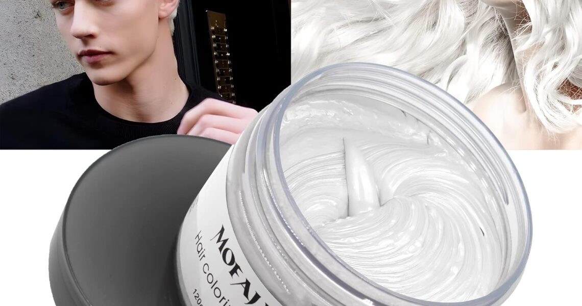 White Hair Color Wax Pomades 4.23 oz – Natural Hair Coloring Wax Material Disposable Hair Styling Clays Ash for Cosplay, Party (White), $9.99