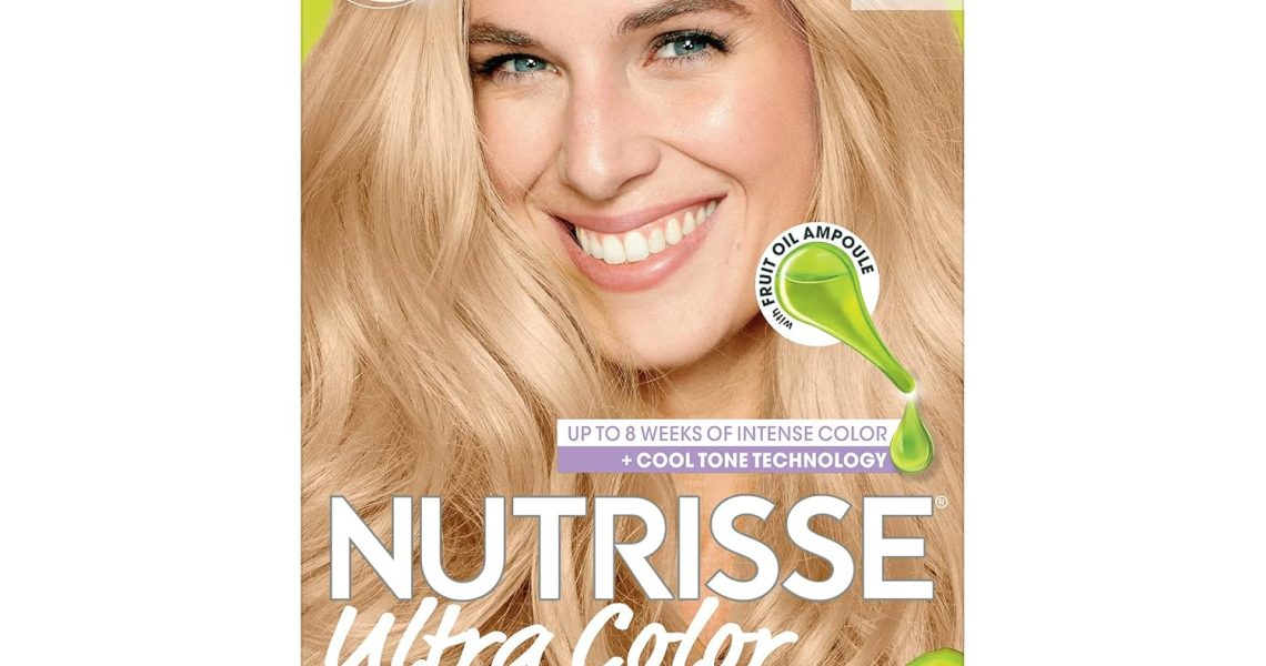 Garnier Hair Color Nutrisse Ultra Color Nourishing Creme, LB2 Ultra Light Natural Blonde (Pina Colada) Permanent Hair Dye, 1 Count (Packaging May Vary), $10.49
