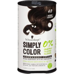 Schwarzkopf Simply Color Hair Color 4.0 Intense Espresso, 1 Application - Permanent Hair Dye for Healthy Looking Hair without Ammonia or Silicone, Dermatologist Tested, No PPD & PTD, $12.59