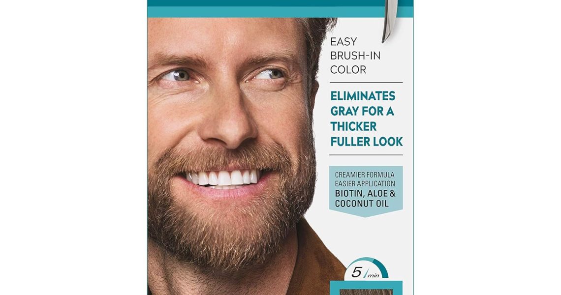 Just For Men Mustache & Beard, Beard Coloring for Gray Hair with Brush, With Keratin Biotin Aloe and Coconut Oil for Healthy Facial Hair – Medium Brown, M-35, Pack of 1 (Packaging May Vary), $11.97