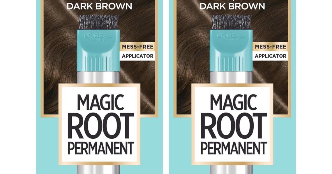 L’Oreal Paris Magic Root Rescue 10 Minute Root Hair Coloring Kit, Permanent Hair Color with Quick Precision Applicator, 100 percent Gray Coverage, 4 Dark Brown, 2 count, $15.98