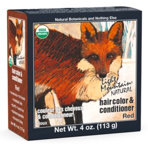 Light Mountain Henna Hair Color & Conditioner  Red Hair Dye, Organic Henna Leaf Powder and Botanicals, Chemical-Free, Semi-Permanent Hair Color + 4 Hair Clips, $9.99