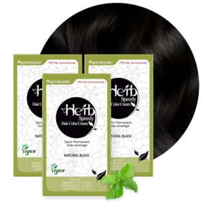 DONGSUNG Herb Speedy Color Cream (Natural Black, 3 Pack), PPD-Free Ammonia-Free Vegan Hair Dye with Sun Protection, Odorless, Gentle for Sensitive Scalp, No Eye or Scalp Irritation, $39.99