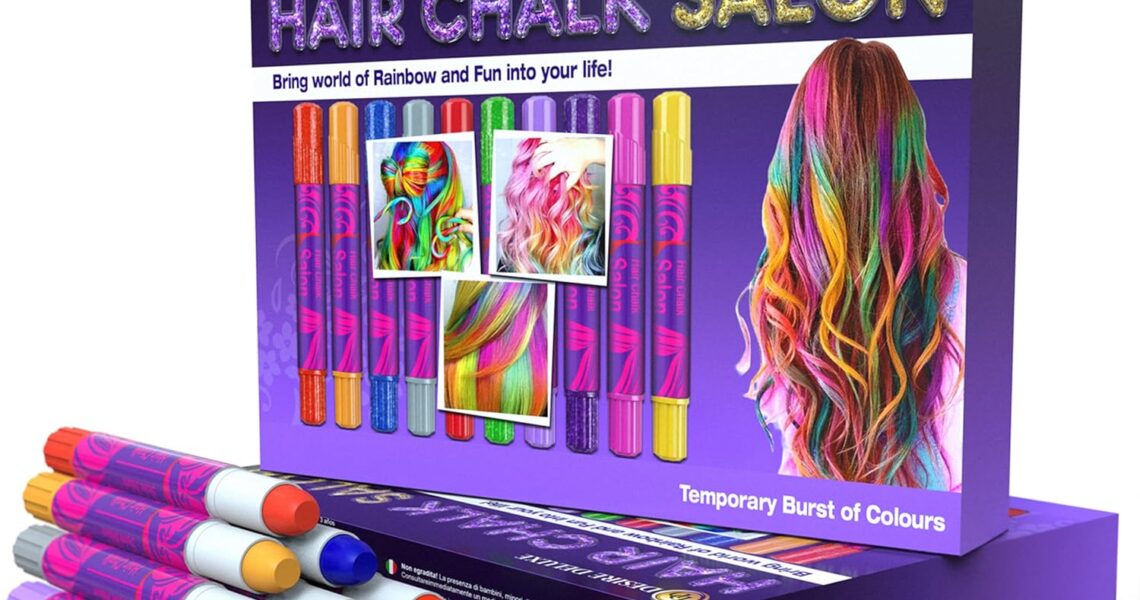 Desire Deluxe Hair Chalk for Girls Makeup Kit of 10 Temporary Colour Pens Gifts, Great Toy for Kids Age 5 6 7 8 9 10 11 12 13 Years Old, “Blue,Green,Grey,Pink,Purple, $18.99