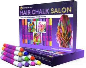 Desire Deluxe Hair Chalk for Girls Makeup Kit of 10 Temporary Colour Pens Gifts, Great Toy for Kids Age 5 6 7 8 9 10 11 12 13 Years Old, "Blue,Green,Grey,Pink,Purple, $18.99