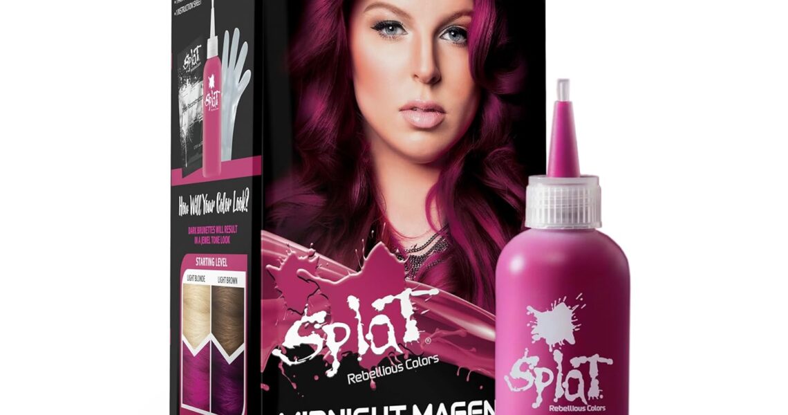 Splat Midnight Magenta Semi Permanent Hair Dye Kit, 1 Application, Includes Deep Reconstructor Conditioner, Lasts 30 Washes, No Bleach Required, Vegan & Cruelty Free Hair Color, $9.77