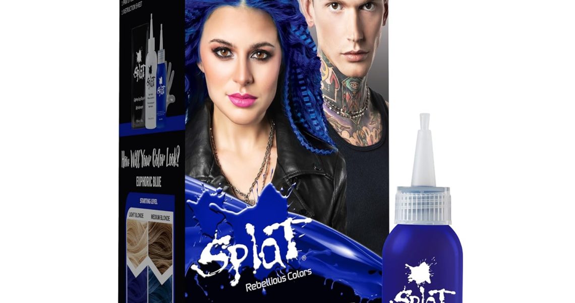 Splat Euphoric Blue Semi Permanent Hair Dye Kit with Bleach, 1 Application, Includes Blue Hair Dye, Oxide & Bleach Powder, Vegan & Cruelty Free Hair Color, $12.75
