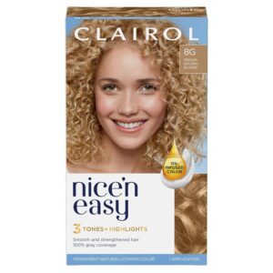 Clairol Nice'n Easy Permanent Hair Dye, 8G Medium Golden Blonde Hair Color, Pack of 1, $7.97