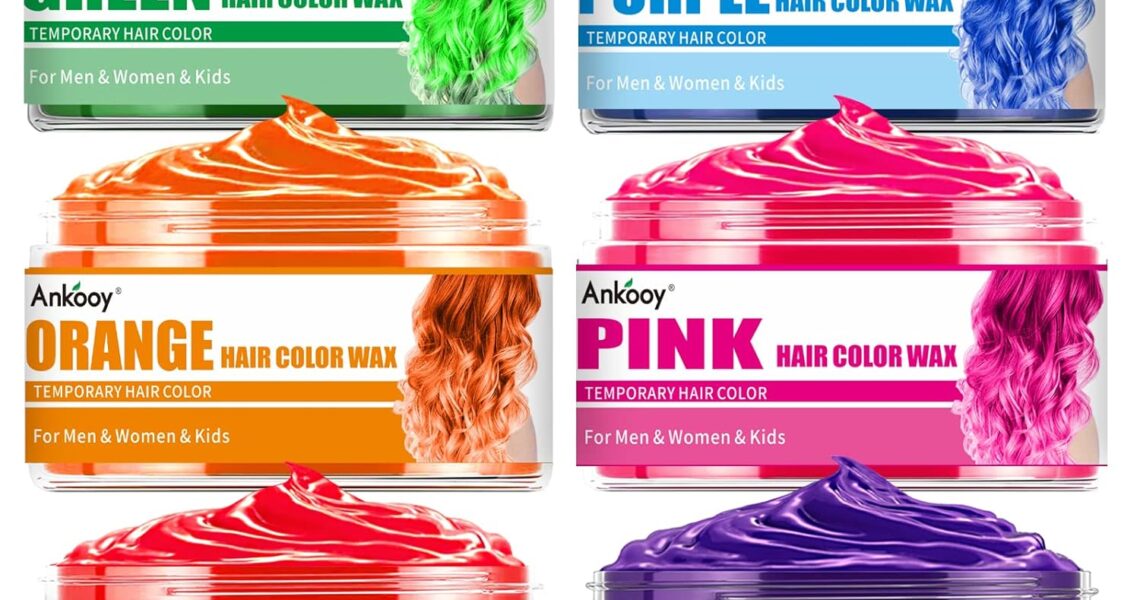 6 Pack Hair Color Wax, Temporary Natural Hair Coloring Mud for Men, Women, Kids – Daily, Party, Cosplay, Halloween DIY (Green, Orange, Pink, Purple, Red, Blue), $20.99