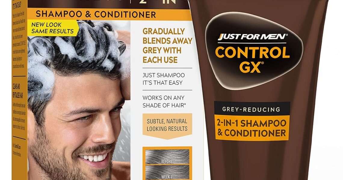 Just For Men Control GX Grey Reducing 2-in-1 Shampoo and Conditioner, Gradual Hair Color for Stronger and Healthier Hair, 4 Fl Oz – Pack of 1 (Packaging May Vary), $9.97