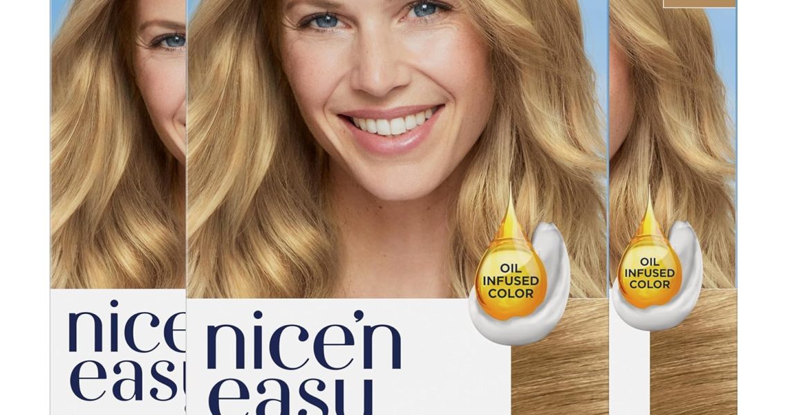 Clairol Nice’n Easy Permanent Hair Dye, 8 Medium Blonde Hair Color, Pack of 3, $25.47