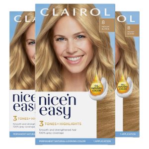 Clairol Nice'n Easy Permanent Hair Dye, 8 Medium Blonde Hair Color, Pack of 3, $25.47
