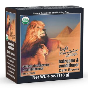 Light Mountain Henna Hair Color & Conditioner - Dark Brown Hair Dye for Men/Women, Organic Henna Leaf Powder and Botanicals, Chemical-Free, Semi-Permanent Hair Color, 4 Oz, $9.99