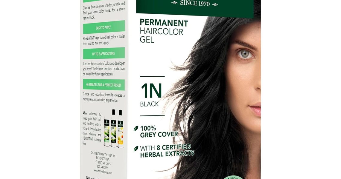 Herbatint Permanent Haircolor Gel, 1N Black, Alcohol Free, Vegan, 100% Grey Coverage – 4.56 oz, $19.99