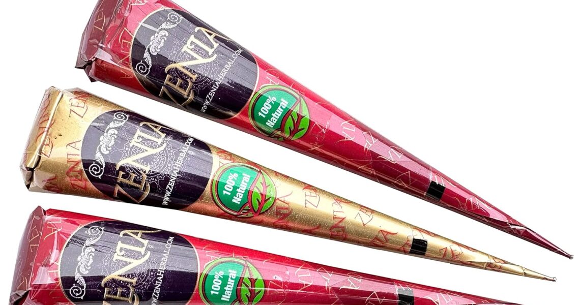 Zenia (Pack of 3) 100% Natural Henna Hair Color Paste Hair Dye Cones Dark Reddish-Brown Color 25g Each Cone, $5.35