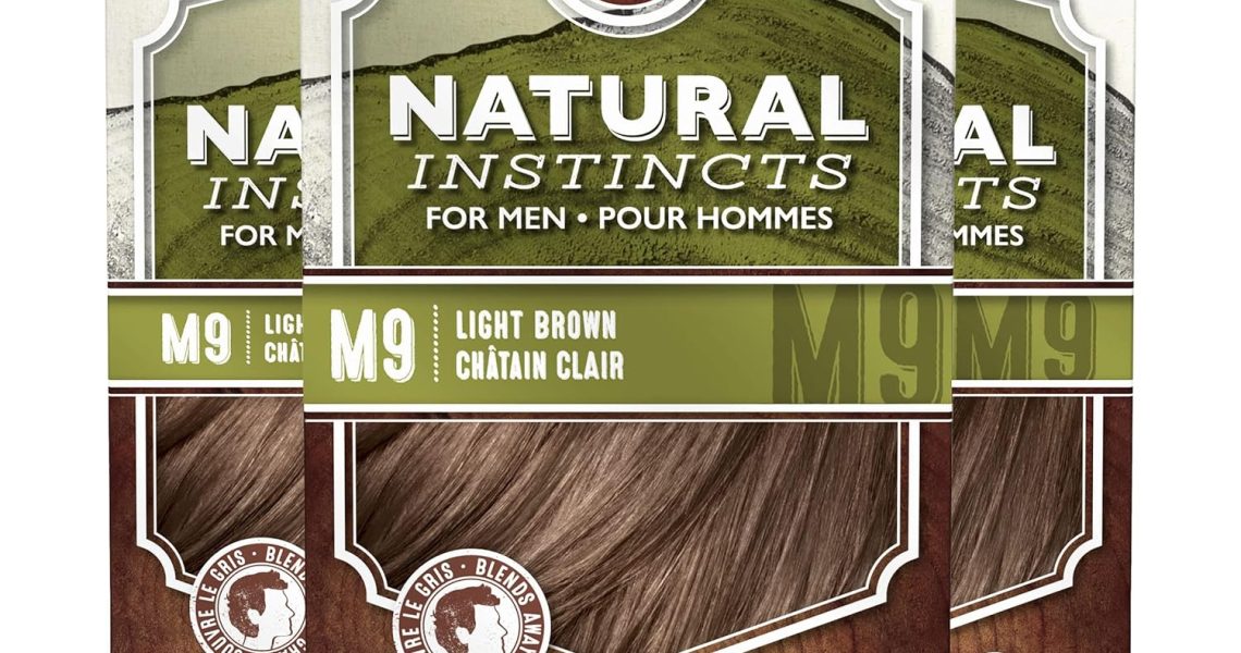 Clairol Natural Instincts Semi-Permanent Hair Dye for Men, M9 Light Brown Hair Color, Pack of 3, $22.77