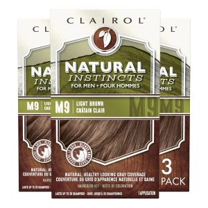 Clairol Natural Instincts Semi-Permanent Hair Dye for Men, M9 Light Brown Hair Color, Pack of 3, $22.77
