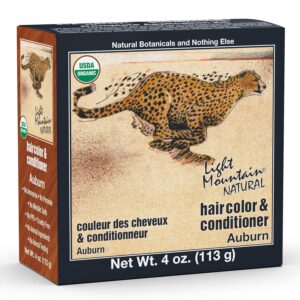 Light Mountain Henna Hair Color & Conditioner - Auburn Hair Dye for Men/Women, Organic Henna Leaf Powder and Botanicals, Chemical-Free, Semi-Permanent Hair Color, 4 Oz, $8.99