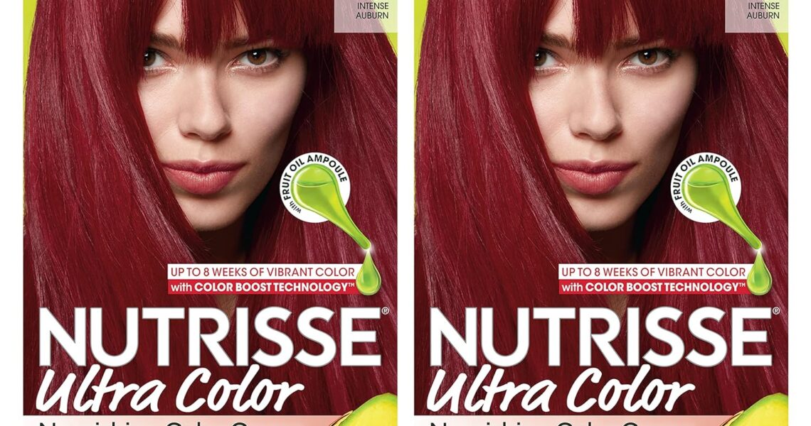 Garnier Hair Color Nutrisse Ultra Color Nourishing Creme, R3 Light Intense Auburn (Red Hibiscus) Permanent Hair Dye, 2 Count (Packaging May Vary), $20.98