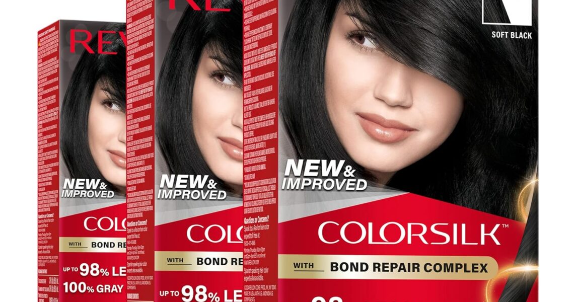 Revlon ColorSilk with Bond Repair Complex, Black Permanent Hair Color, 100% Gray Coverage, Ammonia Free Hair Dye, Vegan Keratin, 11 Soft Black (Pack of 3), $14.97