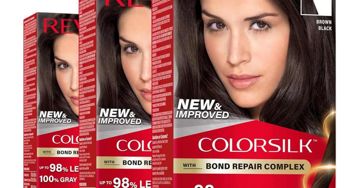 Revlon ColorSilk with Bond Repair Complex, Black Permanent Hair Color, 100% Gray Coverage, Ammonia Free Hair Dye, Vegan Keratin, 20 Brown Black (Pack of 3), $14.97