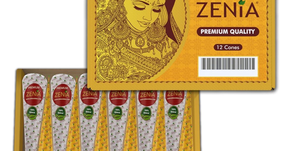 Zenia Premium Henna Cones (35g Each) – 100% Natural Ready to Use Henna Paste Hair Color Hair Dye Cones Reddish Brown Color (12 Pack), $9.74