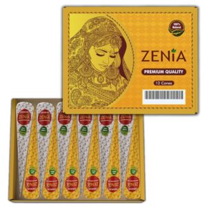 Zenia Premium Henna Cones (35g Each) - 100% Natural Ready to Use Henna Paste Hair Color Hair Dye Cones Reddish Brown Color (12 Pack), $9.74