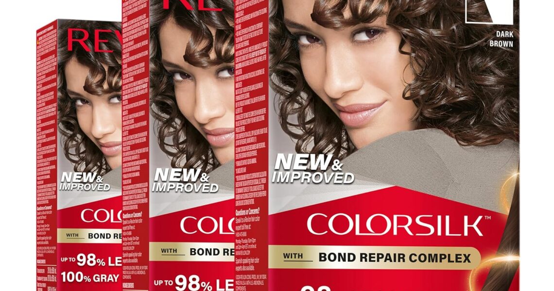 Revlon ColorSilk with Bond Repair Complex, Brown Permanent Hair Color, 100% Gray Coverage, Ammonia Free Hair Dye, Vegan Keratin, 30 Dark Brown (Pack of 3), $14.77