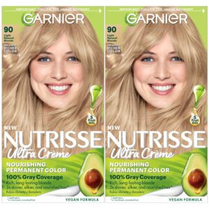 Garnier Hair Color Nutrisse Nourishing Creme, 90 Light Natural Blonde (Macadamia) Permanent Hair Dye, 2 Count (Packaging May Vary), $16.94
