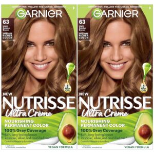 Garnier Hair Color Nutrisse Nourishing Creme, 63 Light Golden Brown (Brown Sugar) Permanent Hair Dye, 2 Count (Packaging May Vary), $20.98
